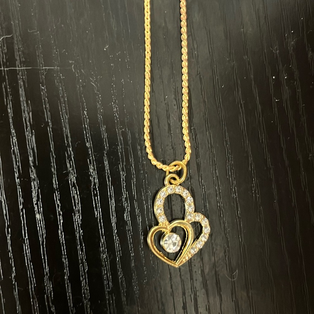Brooklyn Charm charmy double heart necklace.